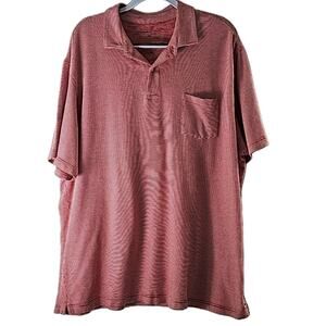 Vineyard Vines Mens Sz XXL Red/White Nautical Whale Logo Striped Polo Shirt